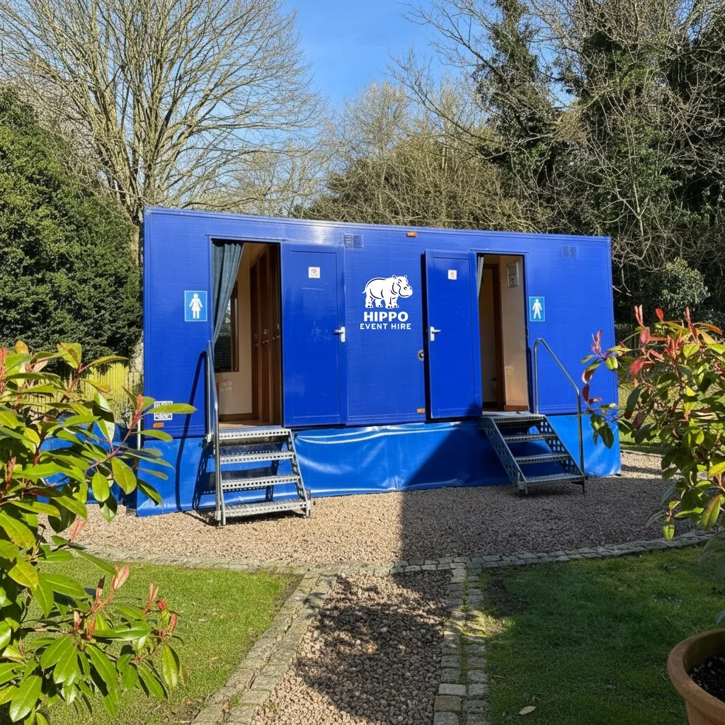 Luxury loo trailer at a country wedding