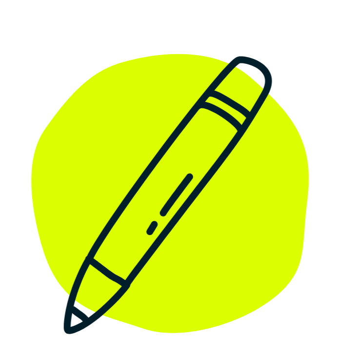 Illustration of a yellow highlighter marker on a yellow circular background.