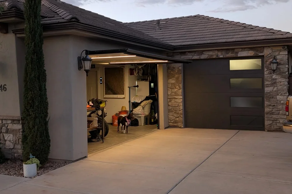 Retrofit existing door with trackless hardware