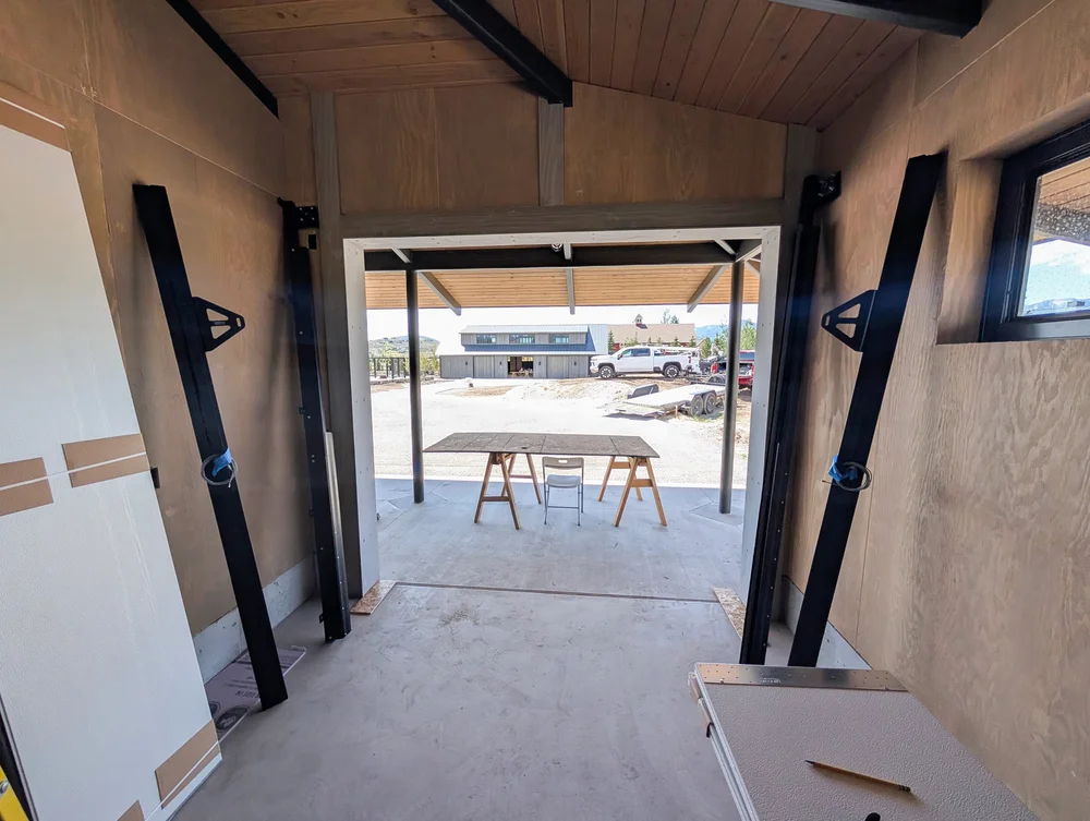 Moenave hardware installed on a standard sectional garage door