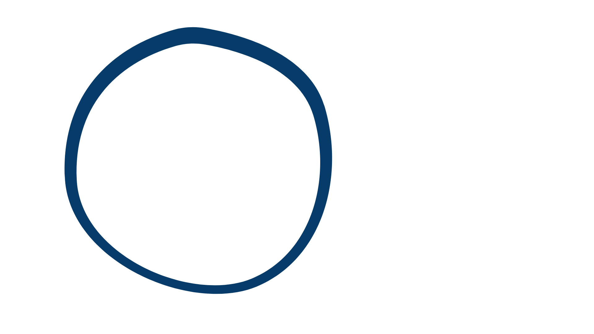 Black abstract background with large navy blue circle outline on the left side, and text in bold uppercase font on the right reading 'TRUST THE PROCESS'.