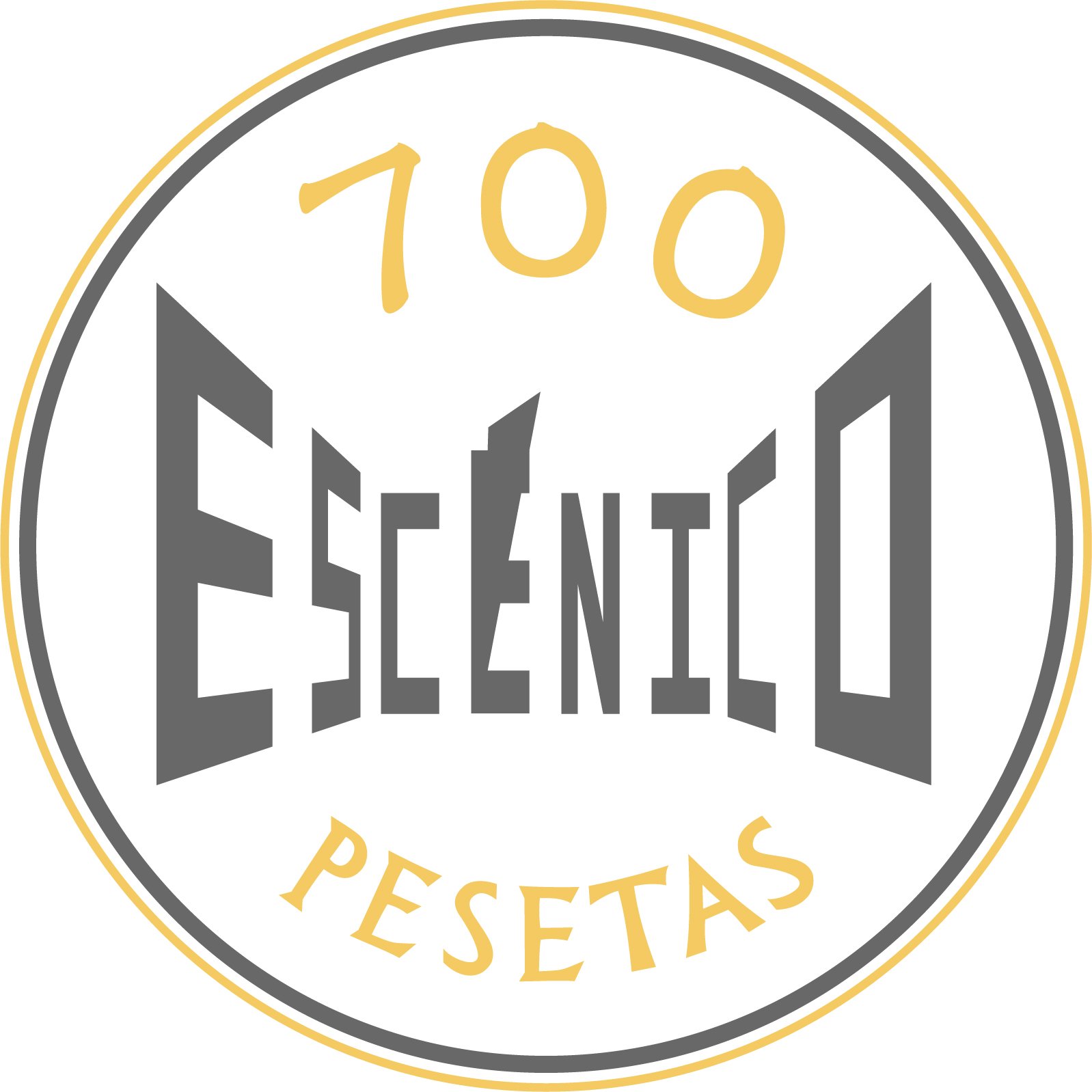 Moneda con la inscripción '100 ELEMENTO PESETAS' en colores gris y dorado.