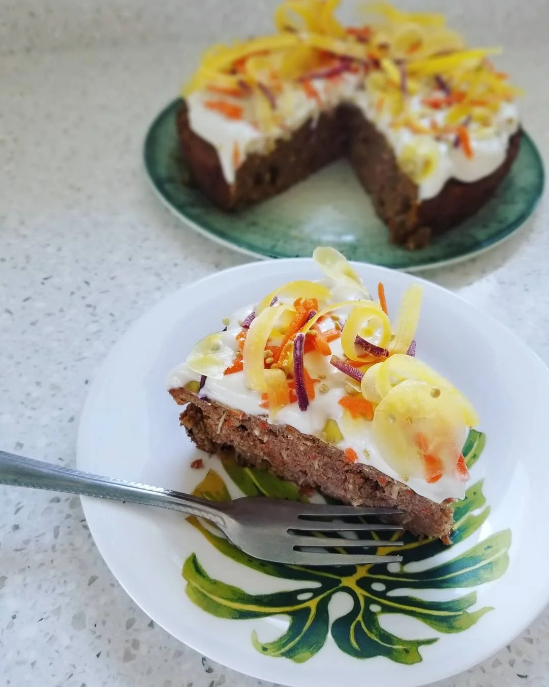 Whole 30 carrot cake with vegan icing