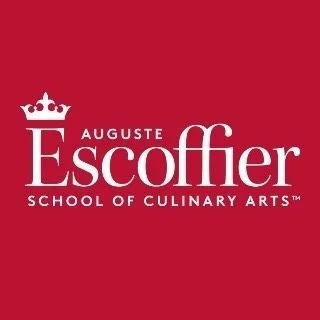Logo for Auguste Escoffier School of Culinary Arts with a red background and white text.