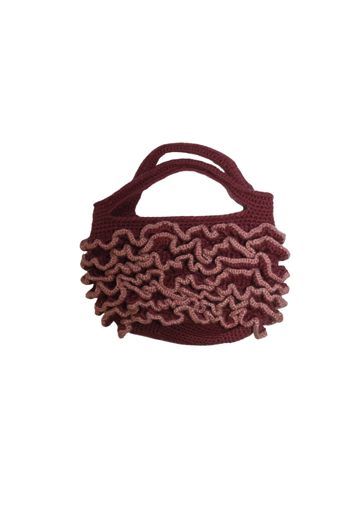 Knitted Handbag Burgundy and Pink