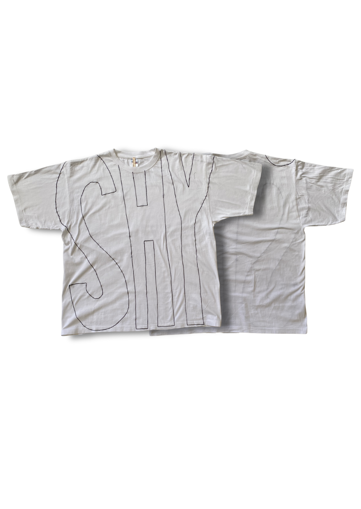 Embroidered Shy Black on White