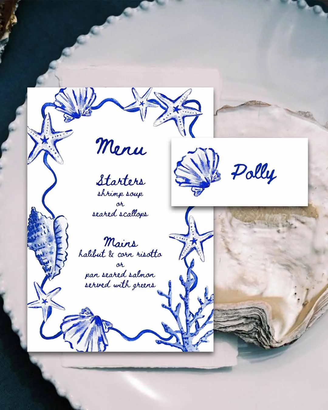 Coastal Mixed Shells Menu Template