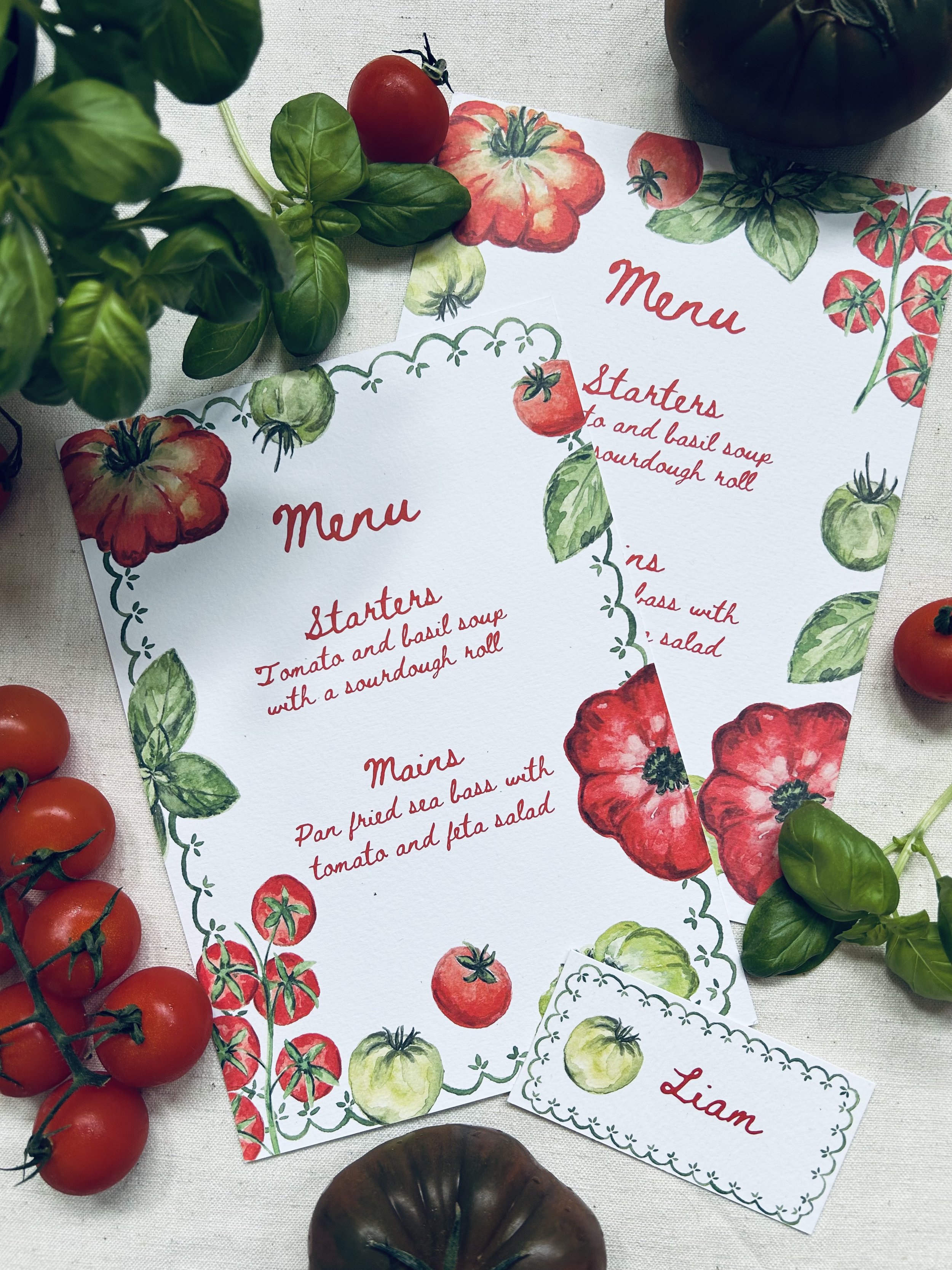 Tomato and Basil Menu Template