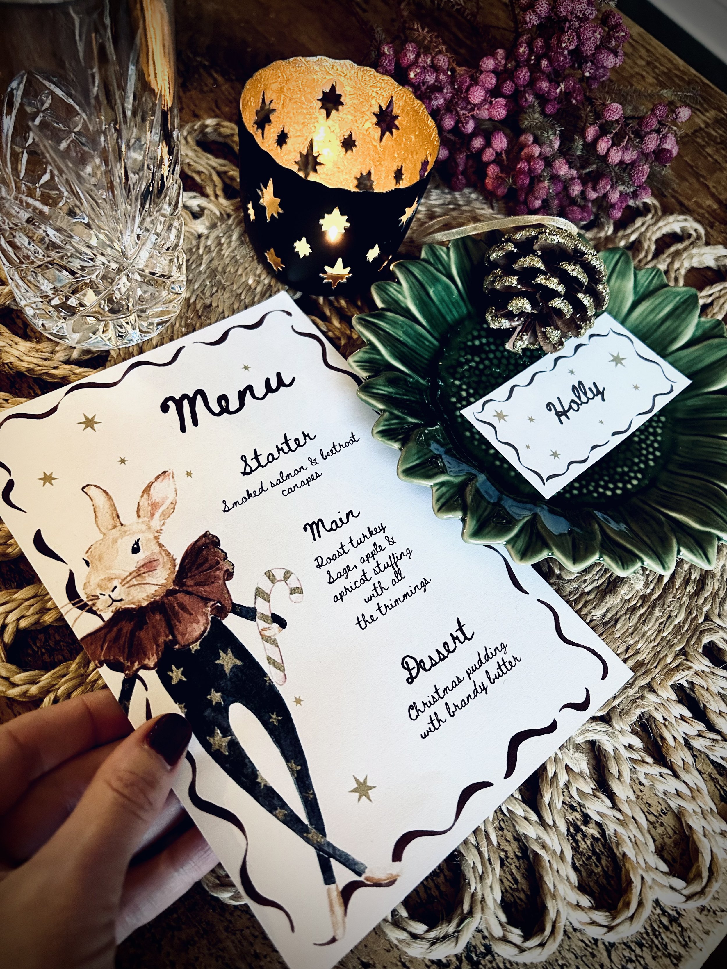 Christmas Rabbit Menu Template