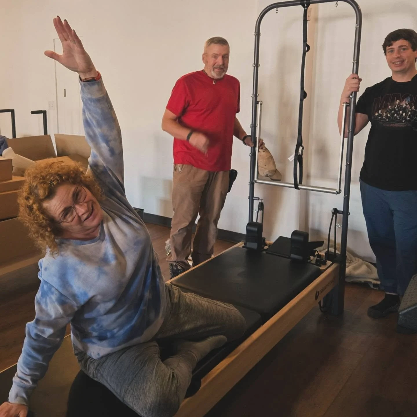 Our VERY FIRST @balanced_body Rialto Reformer has been unboxed at Movement Elevated!!

We are sooooo EXCITED to get to introduce #towerpilates classes to the #parkcity community THIS Monday. The first class will taught by the incredibly brilliant, cl