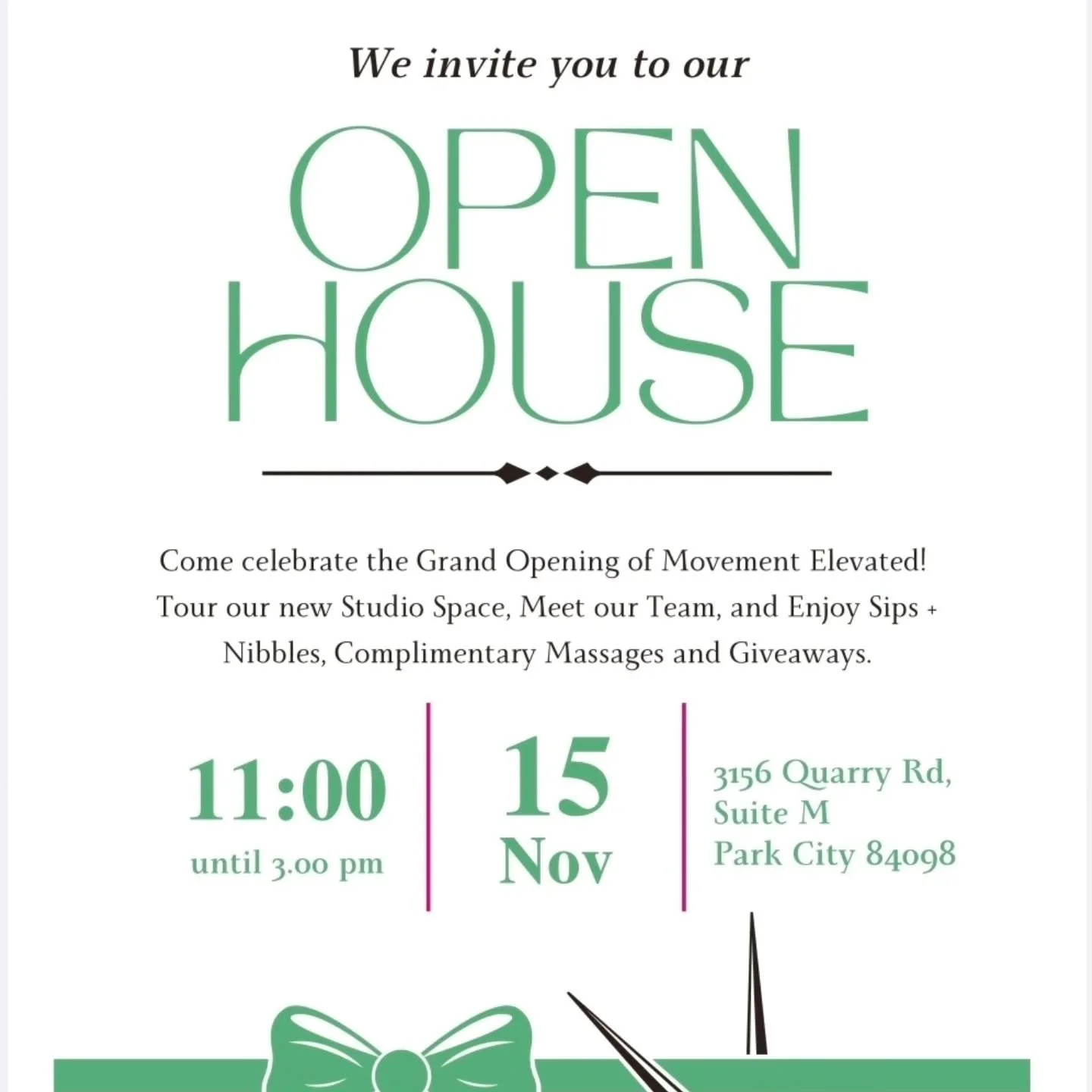 Join us Saturday, November 15th for our open house!

Locally Owned, Community Driven
This is Movement Elevated 

#parkcity #boutiquepilates