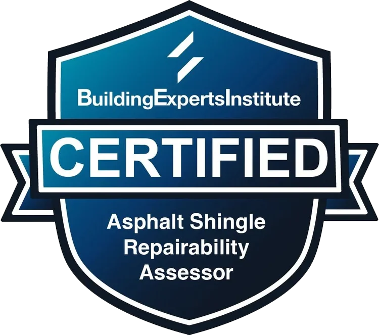 Building Experts Institute Certified Asphalt Shingle Repairability Assessor badge