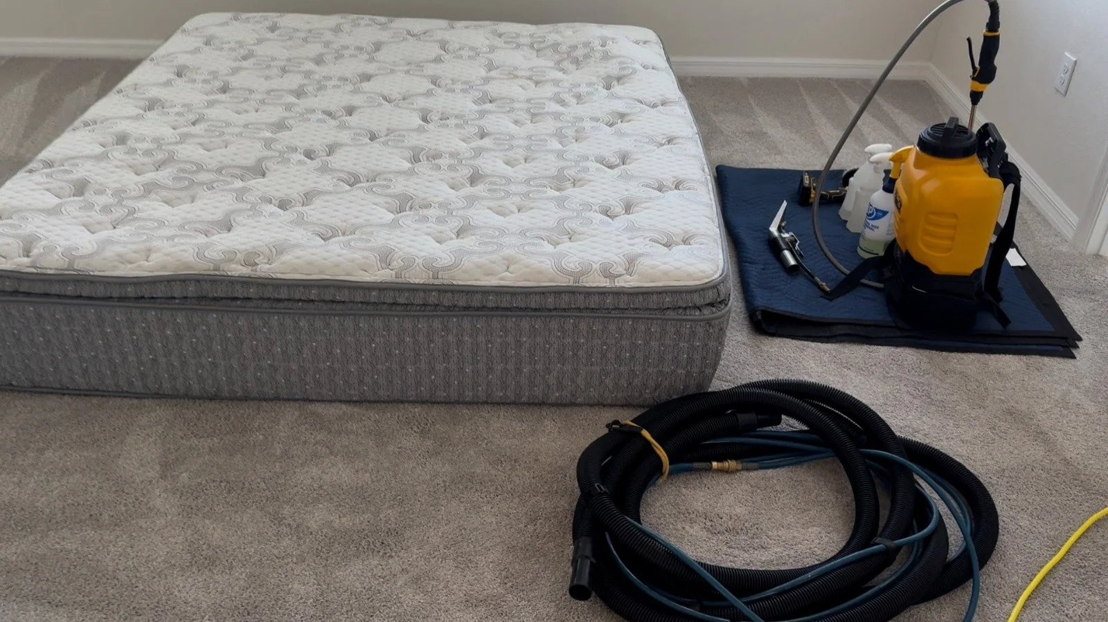 Mattress renewed after pet urine treatment; odor neutralized and stains reduced by Mint’s pet stain and odor removal in Orlando.