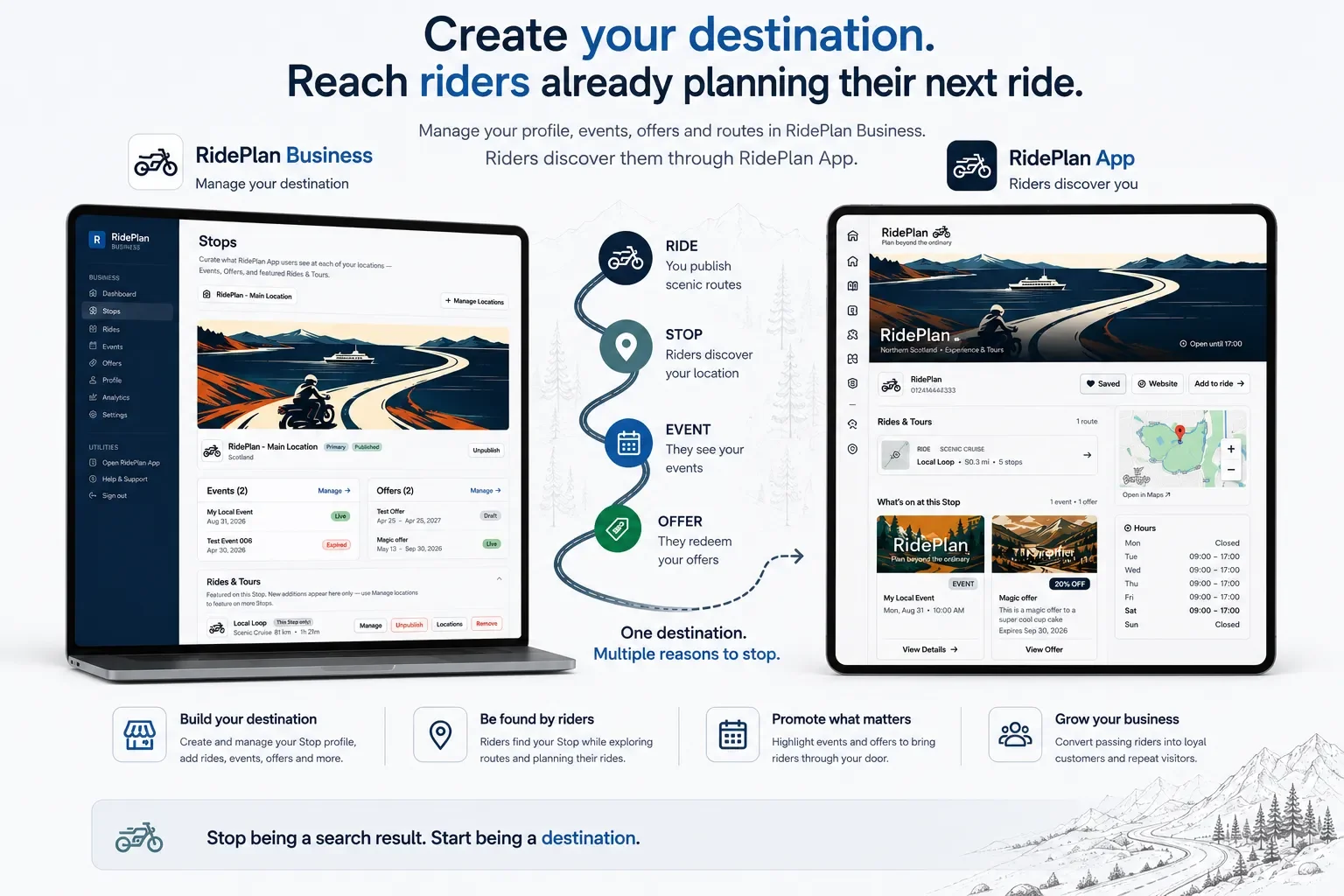 RidePlan Business and RidePlan App screenshots
