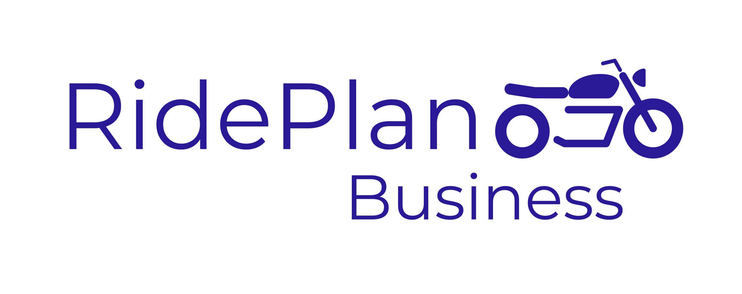 Stylized logo for RidePlan Business with a motorcycle icon.