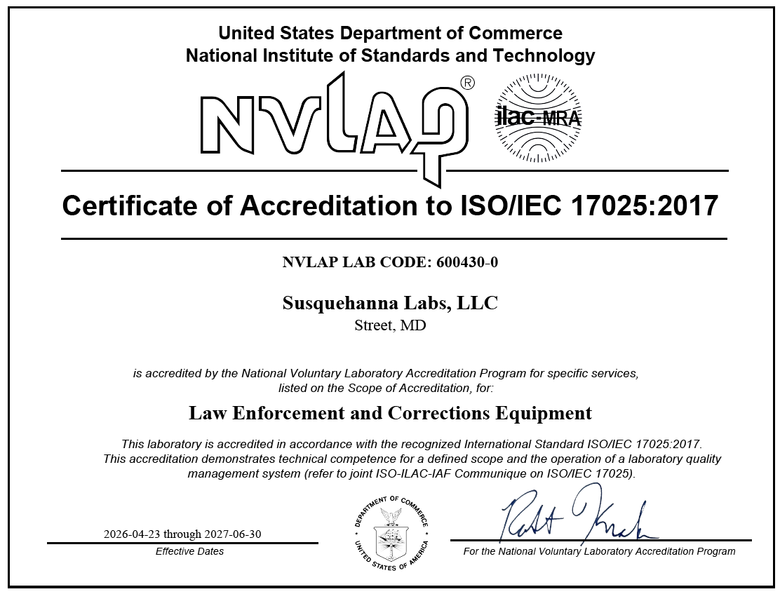 NVLAP Accreditation Certificate & Scope
