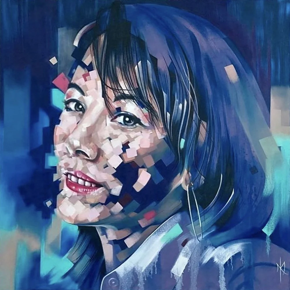 Private portrait commission by Michelle Kohler of a smiling woman