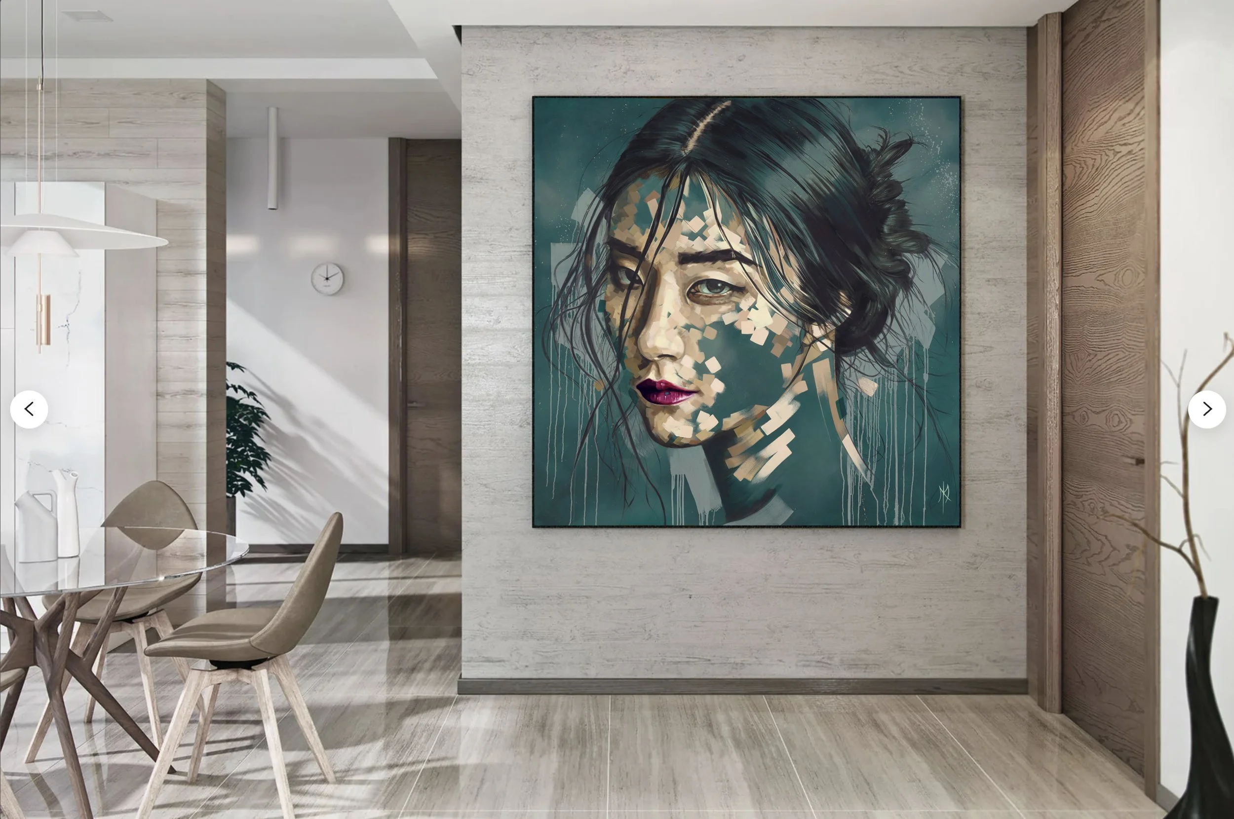 Enduring print by Michelle Kohler shown in a dining room (room mockup)
