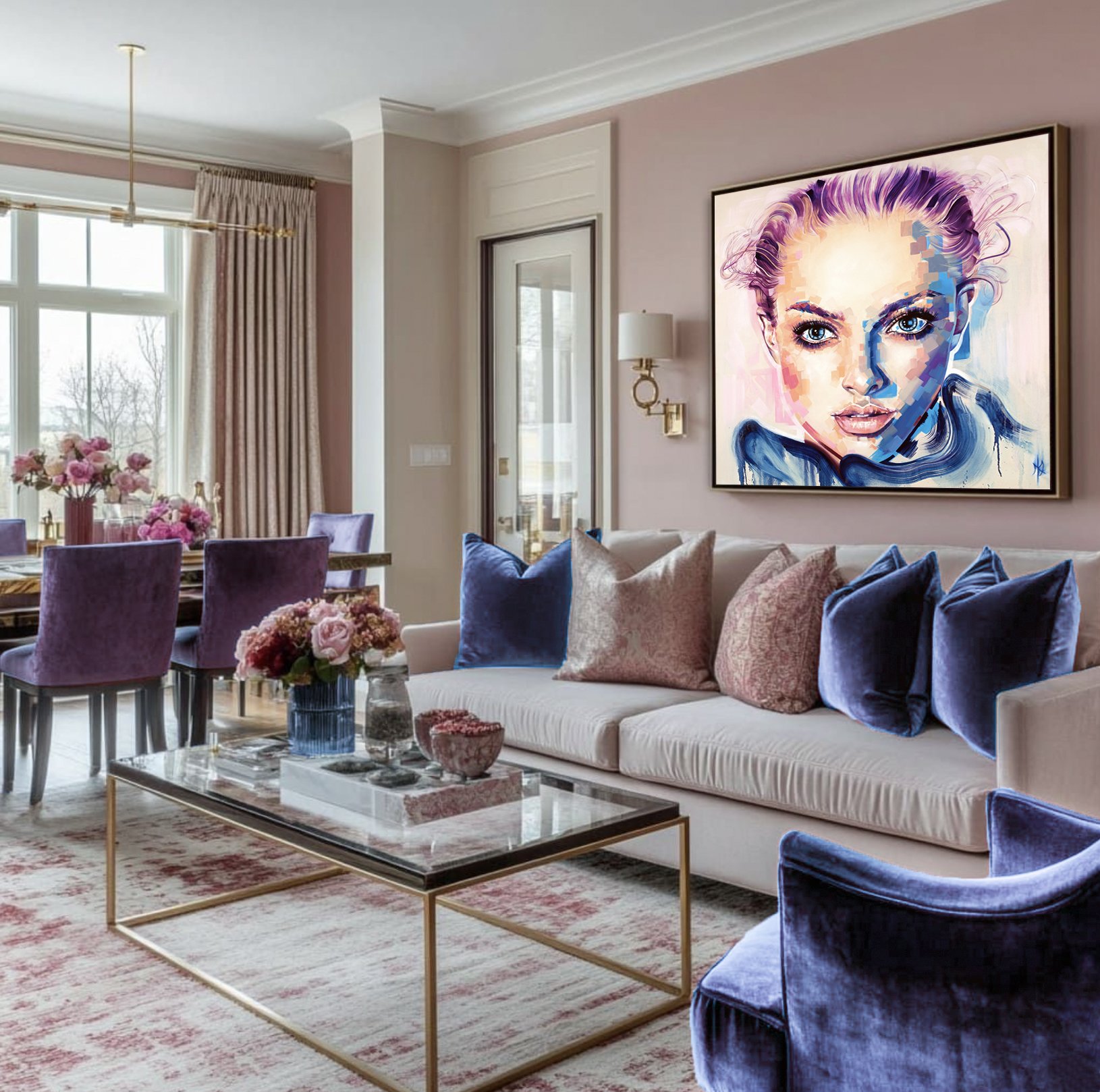 Amanda print by Michelle Kohler shown in a living room (room mockup)