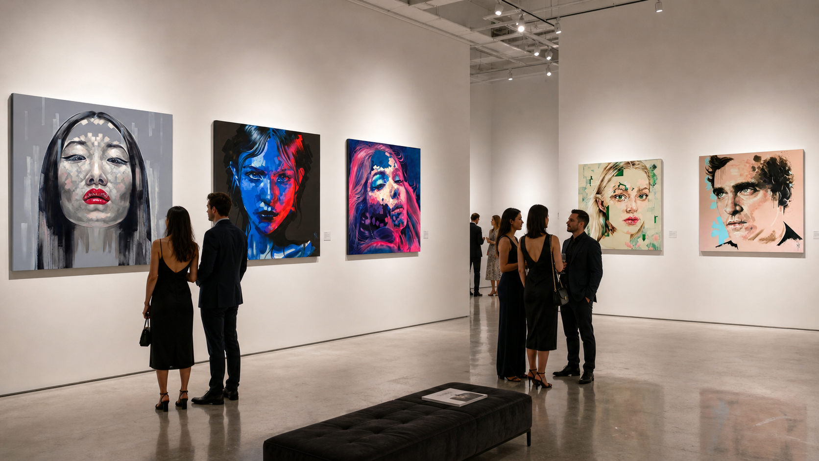 Natalya print by Michelle Kohler shown in a gallery with other works by the artist (room mockup)
