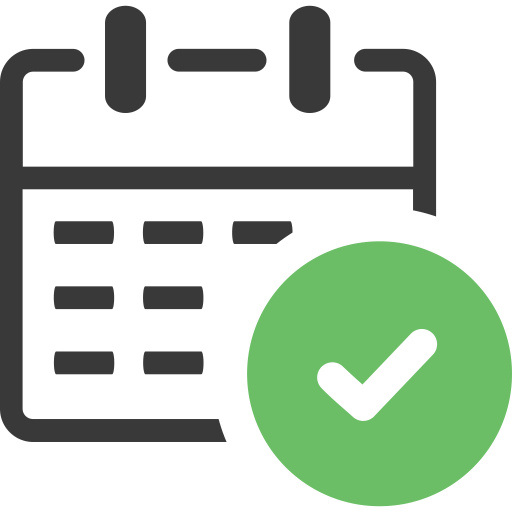 Calendar with a green check mark