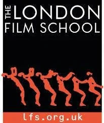 The logo of The London Film School featuring dancing figures in red and the website lfs.org.uk.