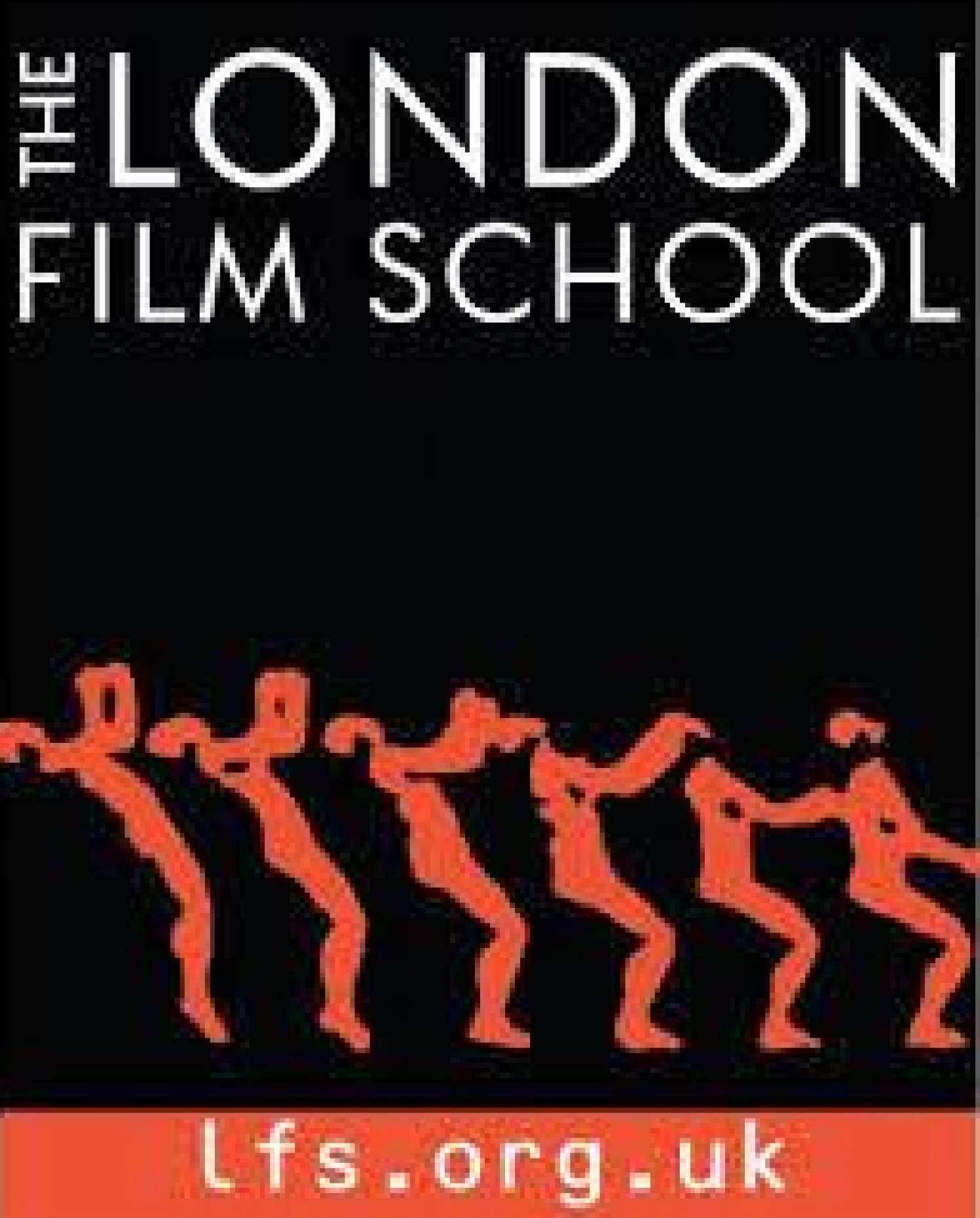 Logo of the London Film School featuring stylized red silhouettes of dancing figures and the website URL lfs.org.uk.
