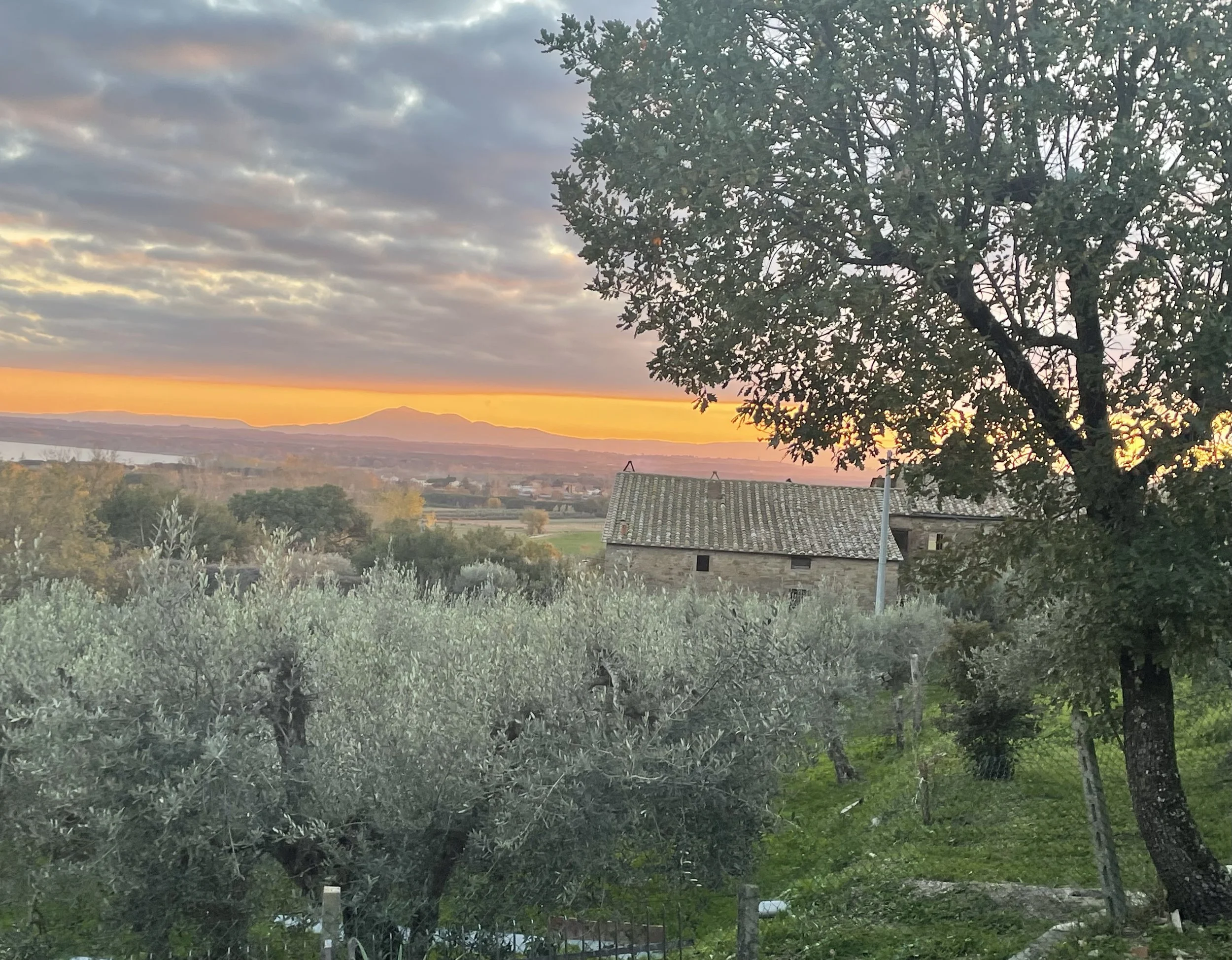 Peaceful view of an Umbrian farmhouse in Italy, a welcoming place for guests to begin their soft landing relocation journey and embrace a meaningful new chapter abroad