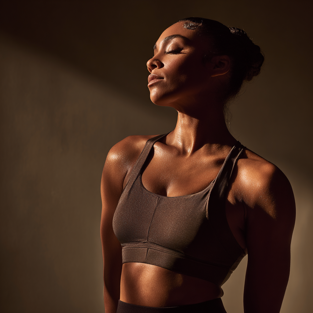 A calm Pilates class in a thoughtfully designed studio, with Latino and Black woman practicing seated poses on mats in a welcoming, light-filled environment.