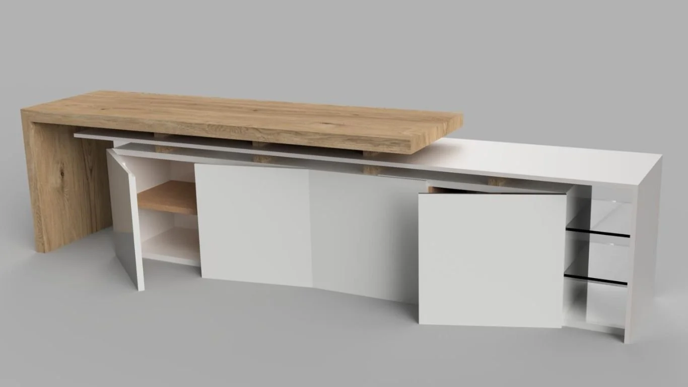 Meuble TV  contemporain en bois, création signée Art Design Créations.