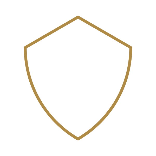 Gold-brown shield symbol with black center.