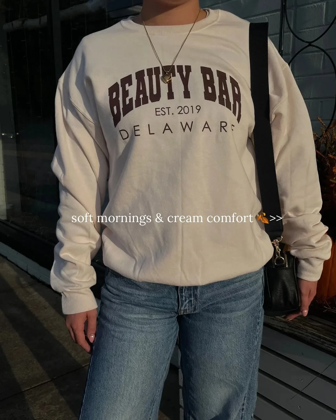 New fall crews have arrived 🍂 Soft cream & rich mocha, designed for cozy days ahead.
🌾Available exclusively in-store at Beauty Bar by Kristina Ruggerio.
OR 
💌TEXT “BEAUTY CREW”
 to 302 406 1033 for FREE shipping !
📍1702 Augus