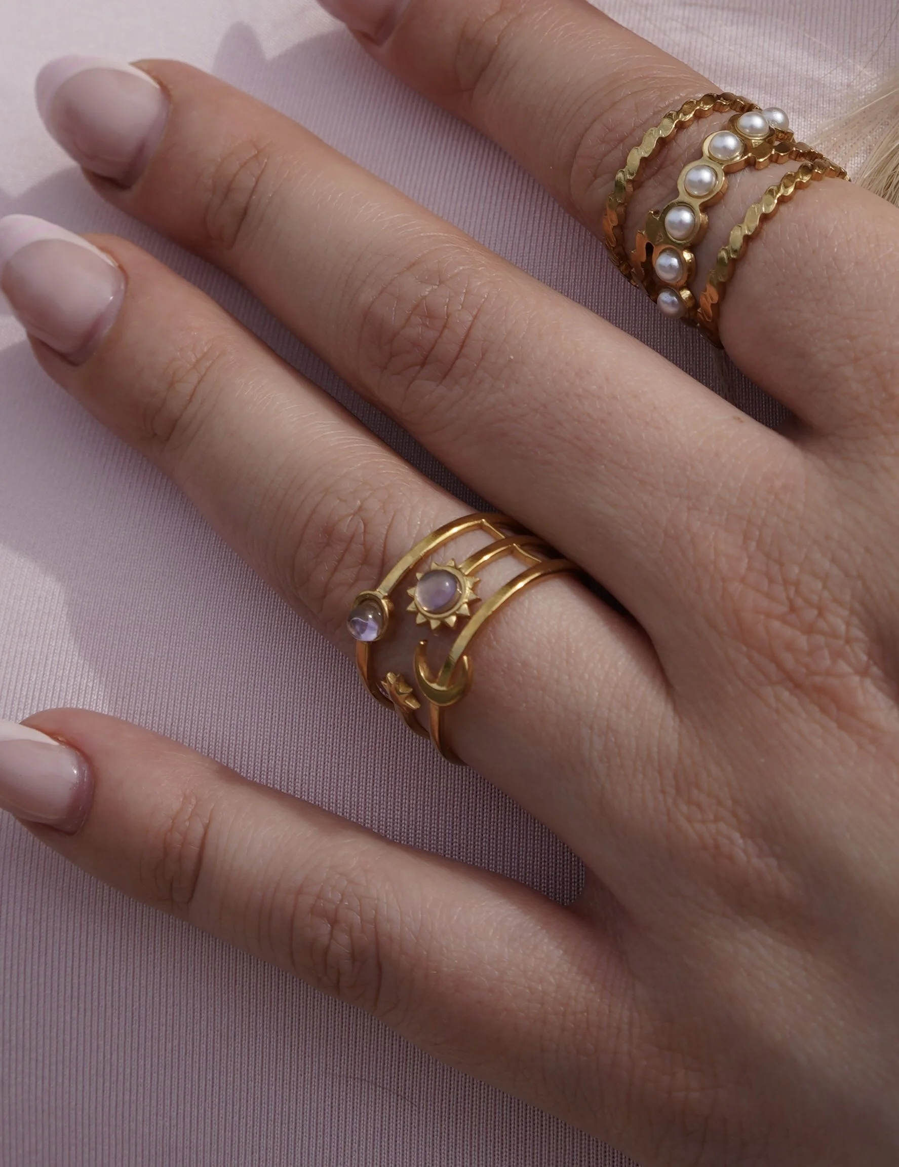 Purple Crescent Moon Ring