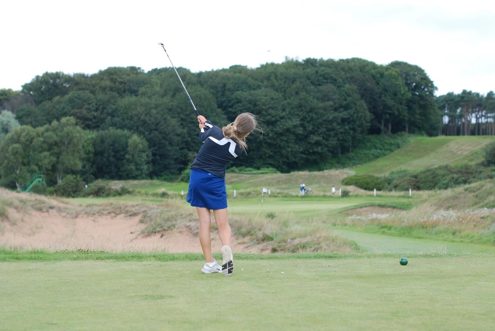 Ella-Louise playing a tee shot during the 2025 Edinburgh golf camp