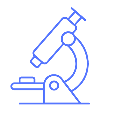 Blue outline of a microscope