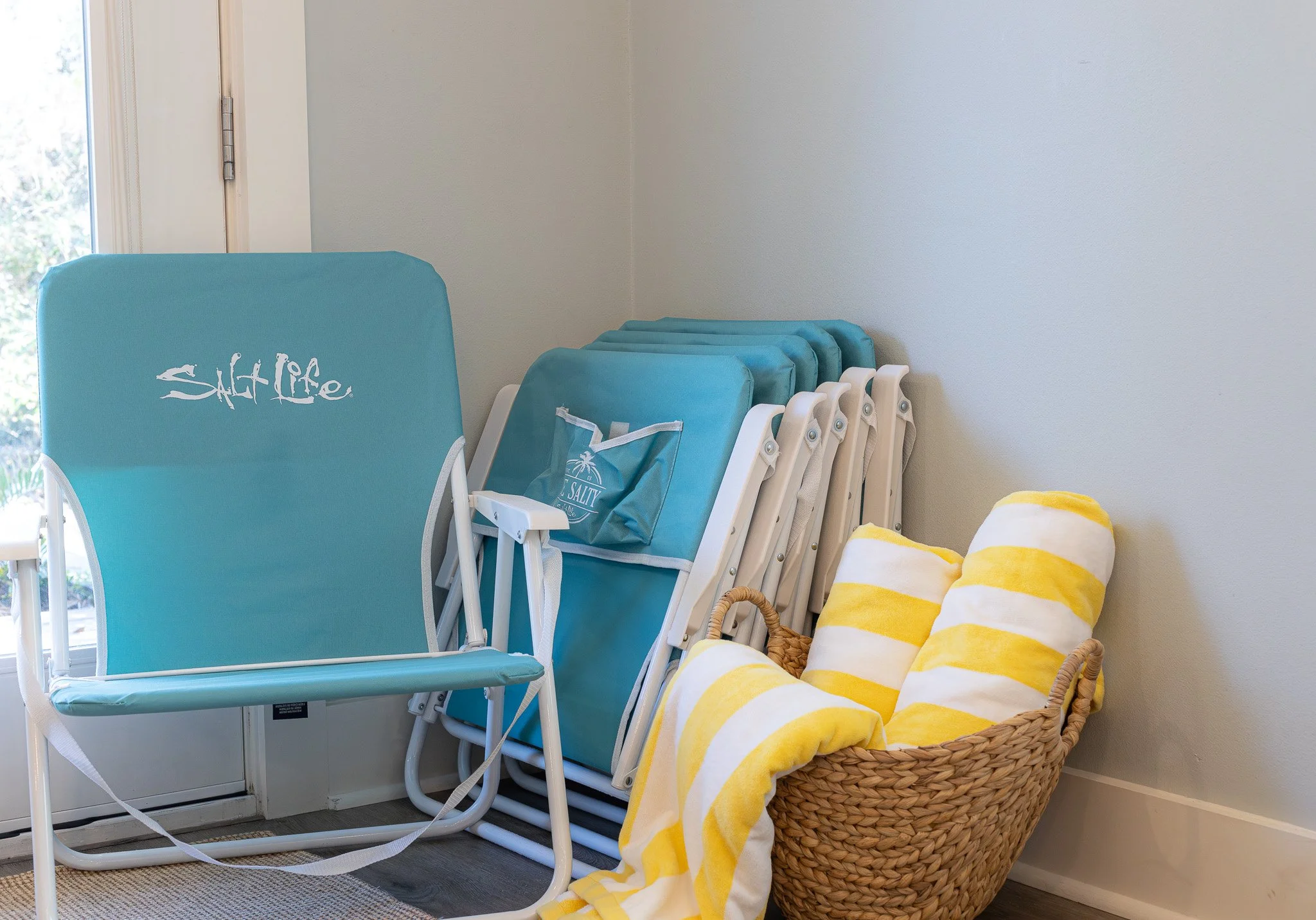 Included: 6 beach chairs, 10 beach towels, an adorable pop-up beach umbrella, and more!