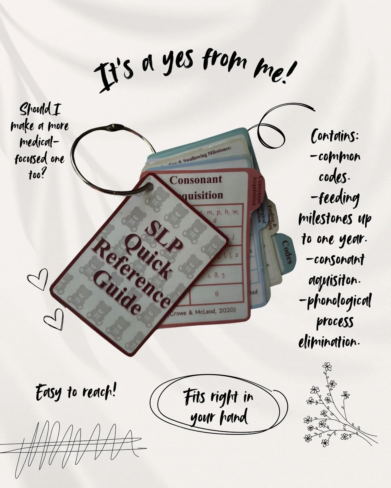 Meet the newest Speech Shelf essential 🧸

An easy-to-reach SLP Quick Reference Sheet with all your go-to information:
phonological processes
feeding &amp; swallowing (birth&ndash;1 year)
consonant acquisition norms
billing &amp; diagnostic codes

#s