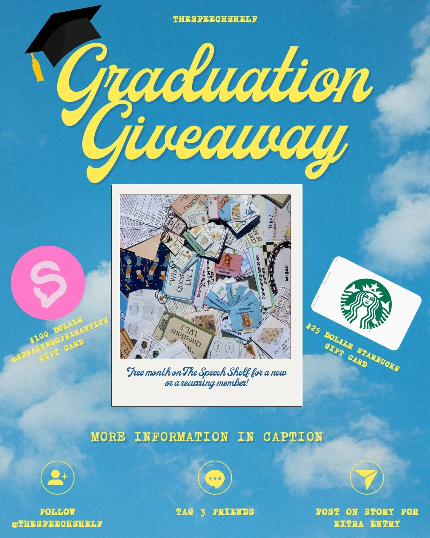 🎓 GRADUATION GIVEAWAY! 🎓

Graduation season is here, and to celebrate earning my Master&rsquo;s in Speech-Language Pathology, I&rsquo;m giving back to this amazing community that has supported me throughout grad school! 💛

HERE&rsquo;S WHATS AVAIL