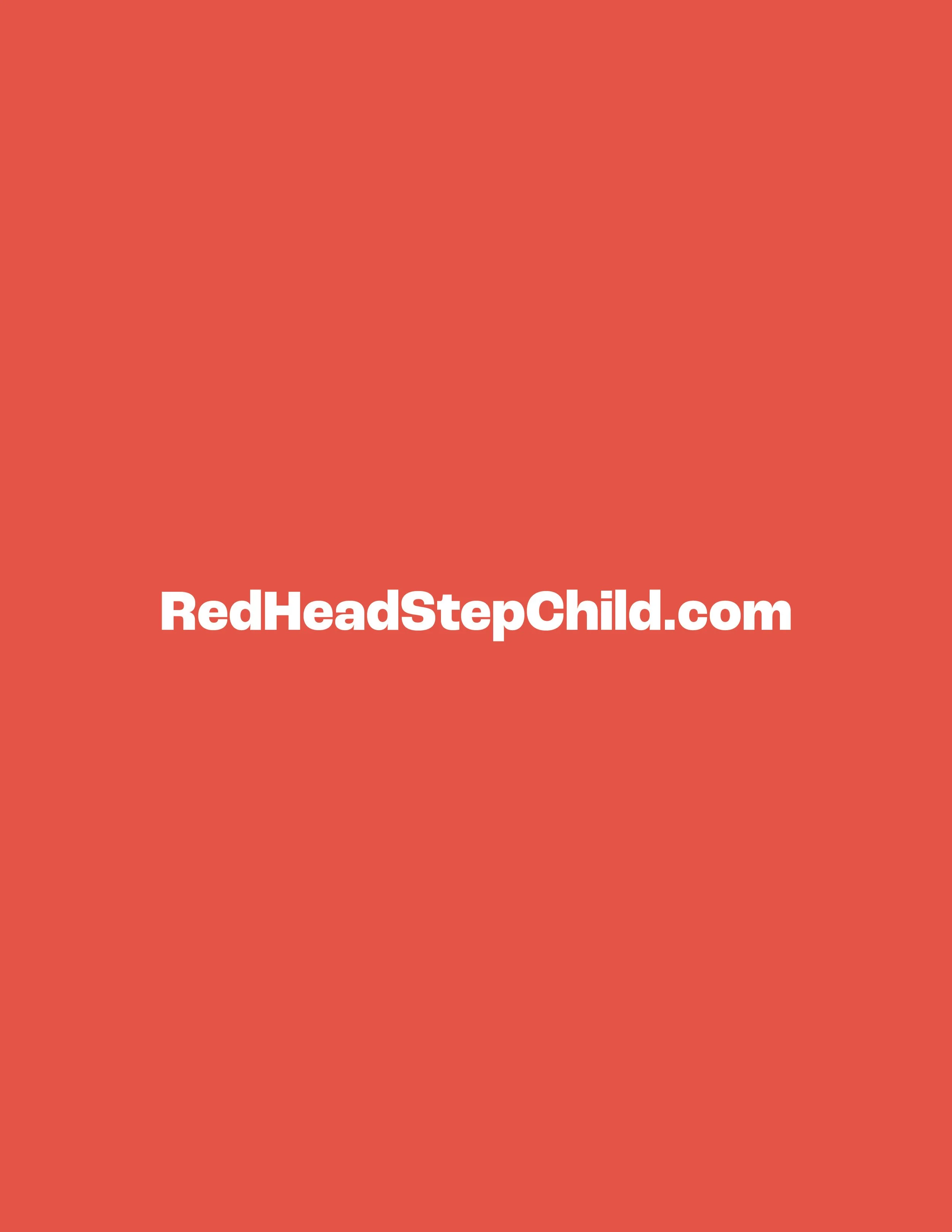 Red background with white text that reads 'RedHeadStepChild.com'