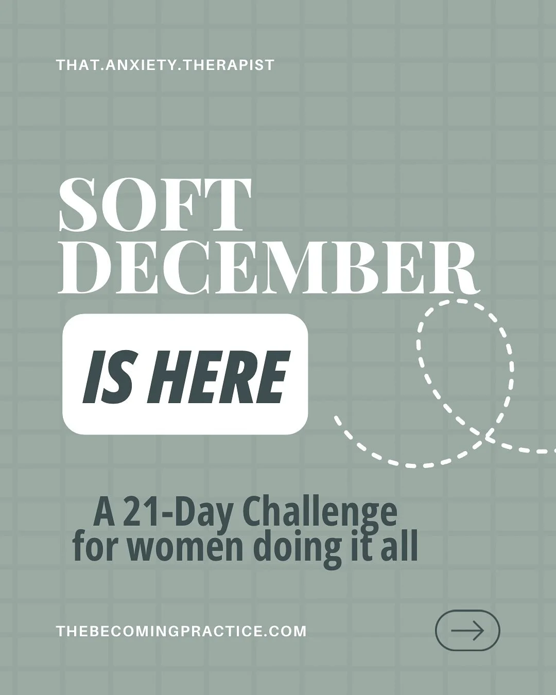 If your nervous system is already bracing for the holidays&hellip; hi, same.

You don&rsquo;t need to do more. You need to re-align.

The 21-Day Soft December Challenge is your invitation to slow down, realign with what matters, and practice that thr
