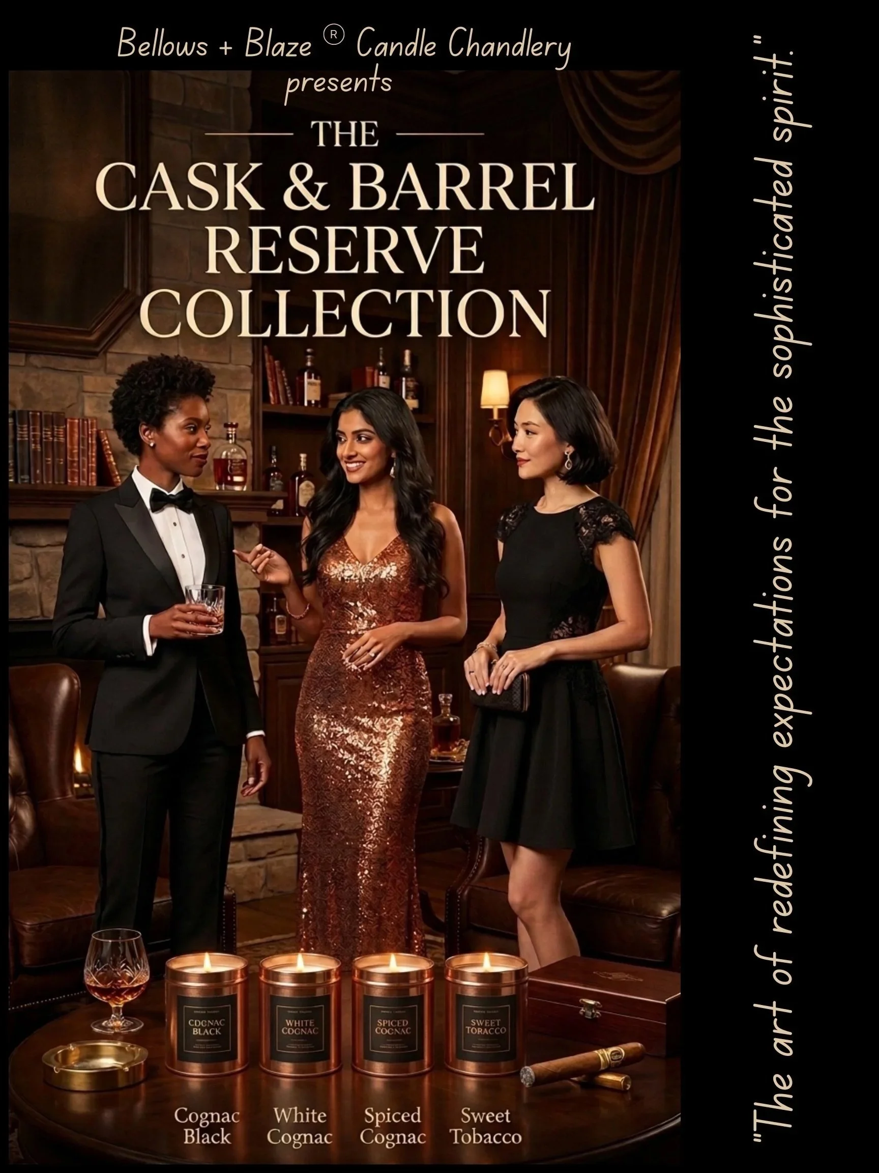 Cask & Barrel Reserve Collection - Complete 4 Candle Set (8 oz each) with branded wooden carrying case