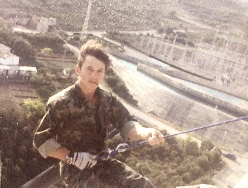 First deployment with then Underwater Demolition Team (UDT) 21. Soon to be SEAL Team 4. Rappelling off a dam in Spain. 