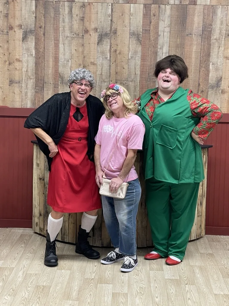 "A Tuna Christmas" cast. David is featured in the middle in character as "Charlene." 