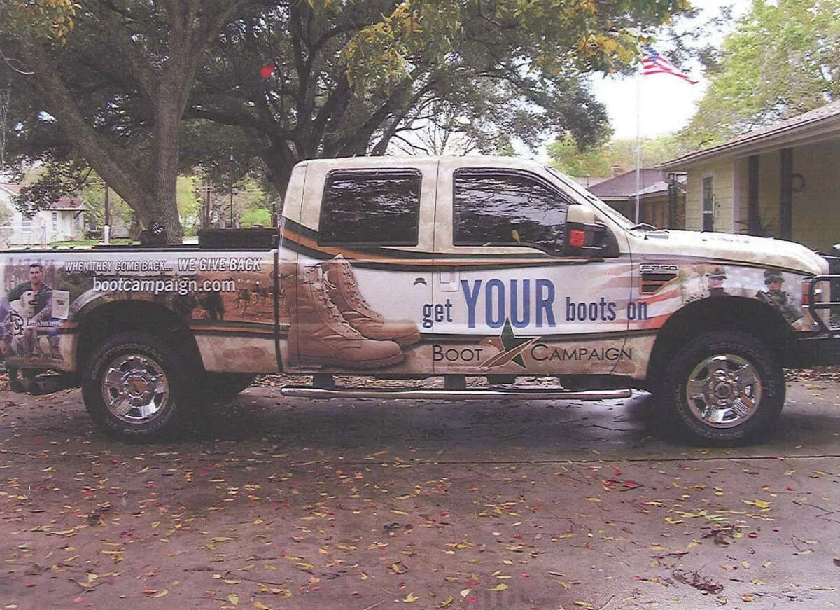 Daniel Lee Marshall's truck he wrapped with Marcus Luttrell's nonprofit information