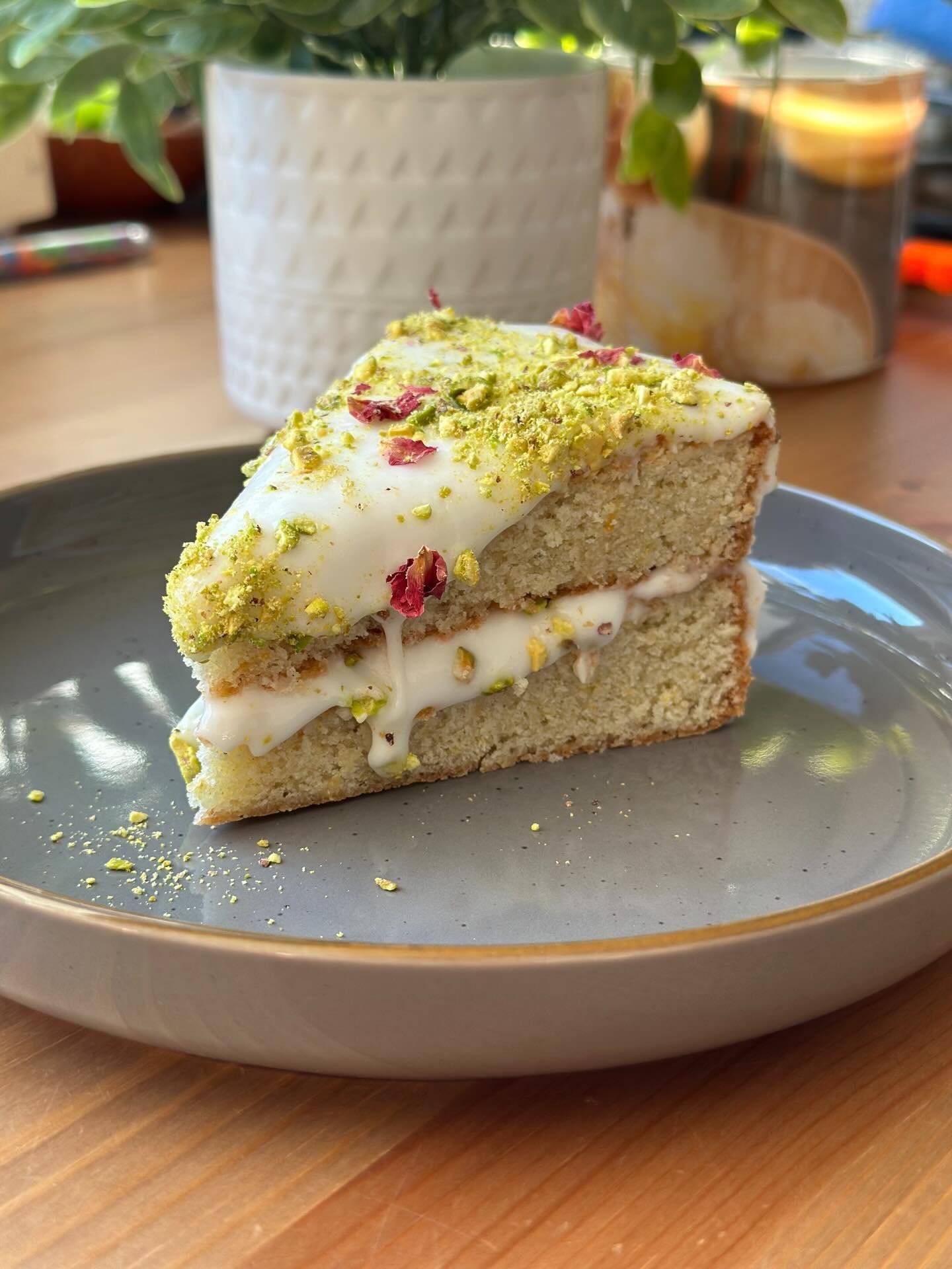 Persian Love Cake&mdash;Lemony Cardamom-Almond Rosewater infused cake

Selling off by the slice $10/ea&mdash;limited offer only! DM to order