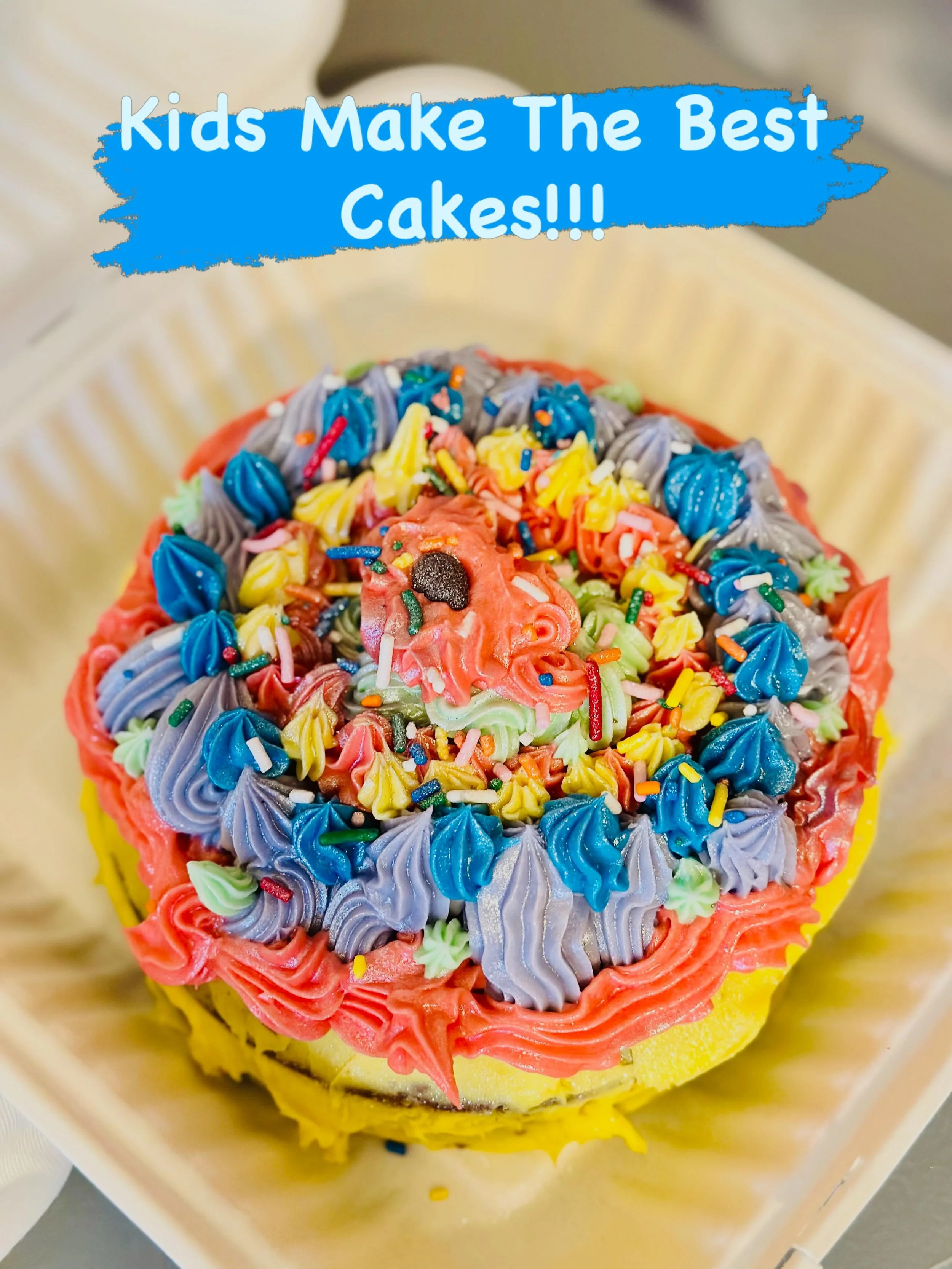 This was the final day of our 6 week series, Bento Cake Decorating day. The kids learned about mixing batter using the muffin method through cupcakes and muffins, then finally to make their own cakes. The last day they decorated them and it was so co