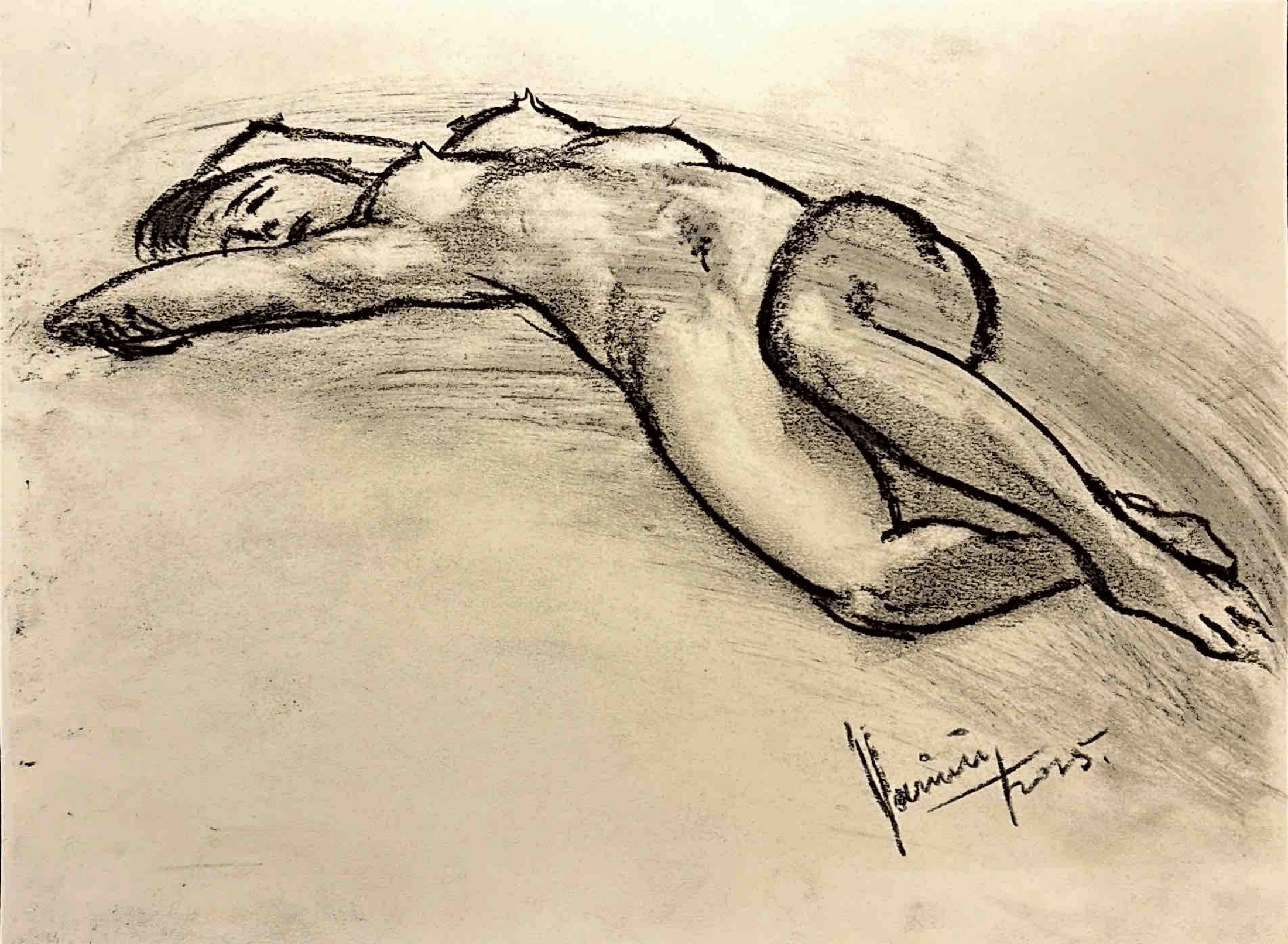 "Technical Warm-ups", charcoal on paper, 9 × 11.75 in., 2025