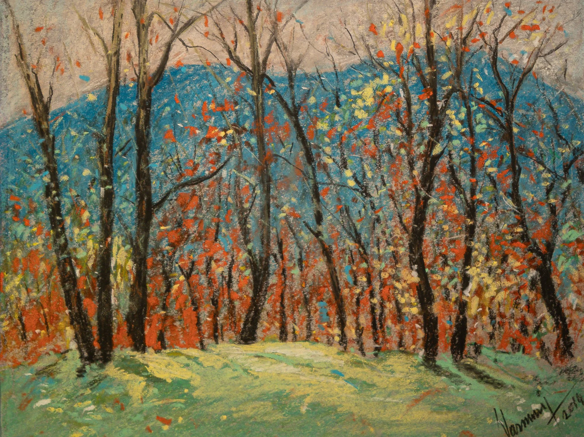 "Staccato Woods", pastel on paper, 9 × 12 in., 2014