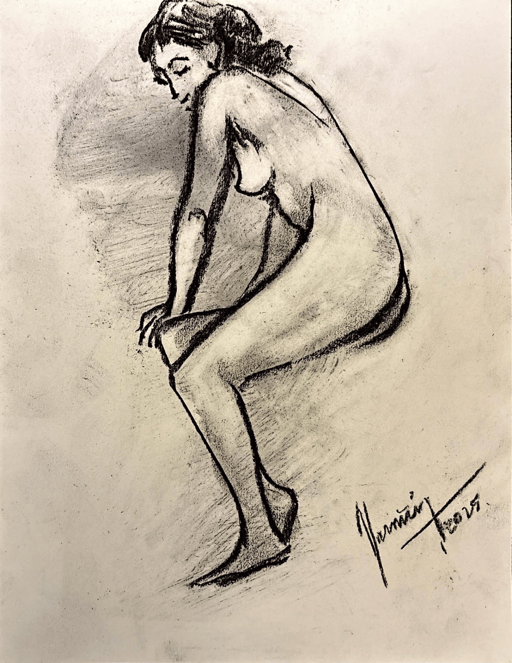 "Technical Warm-ups", charcoal on paper, 9 × 11.75 in., 2025