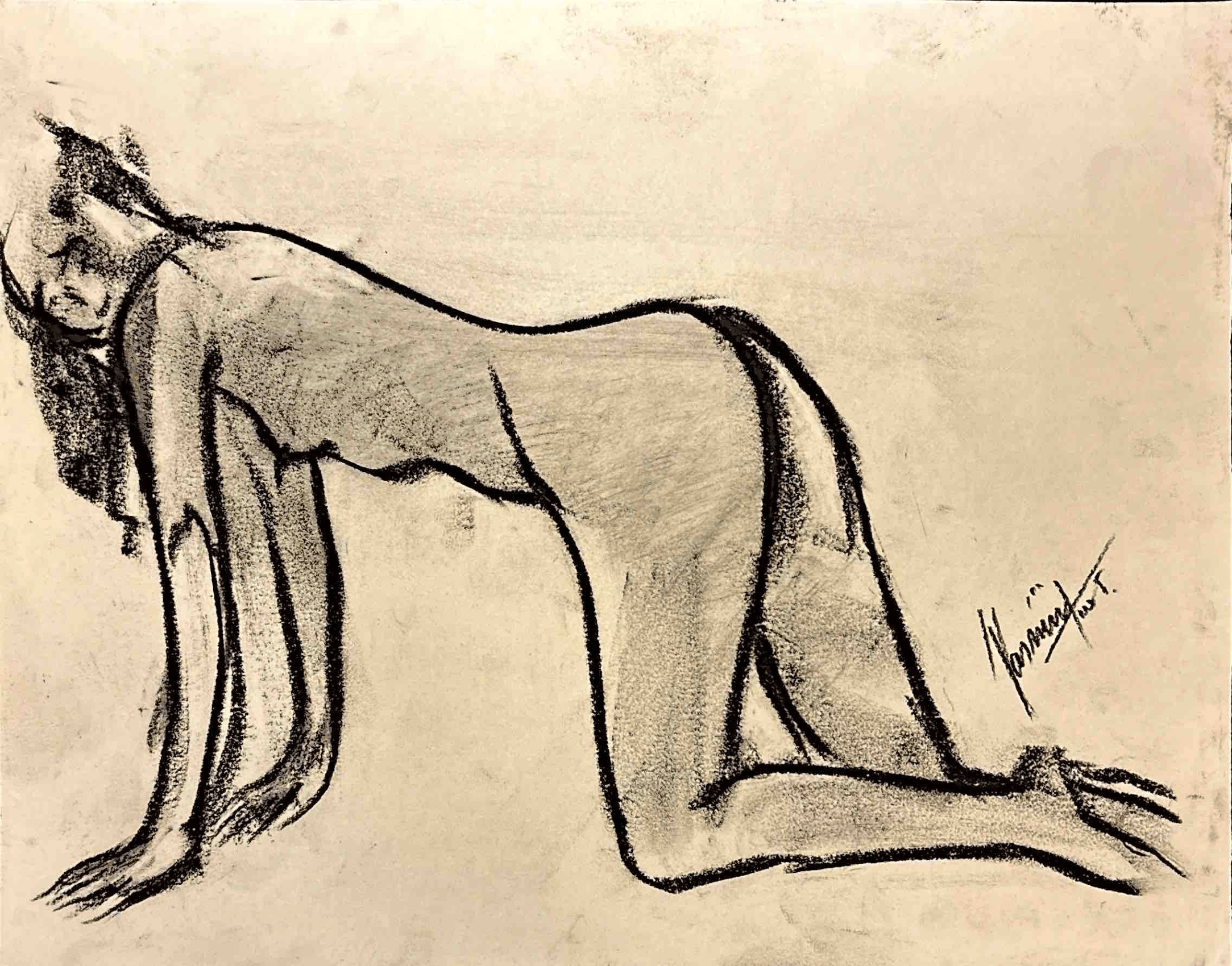 "Technical Warm-ups", charcoal on paper, 9 × 11.75 in., 2025